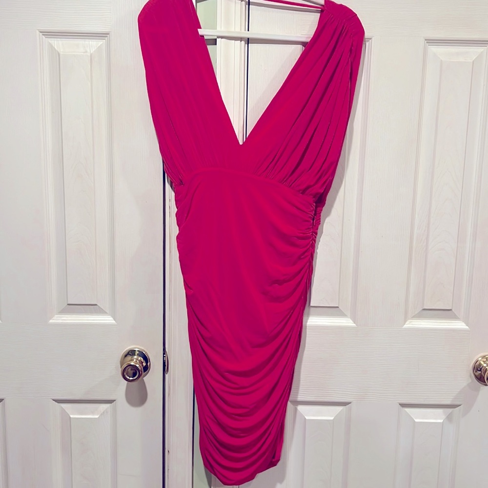 BCBGMAXAZRIA Hot pink/fushia ruched dress